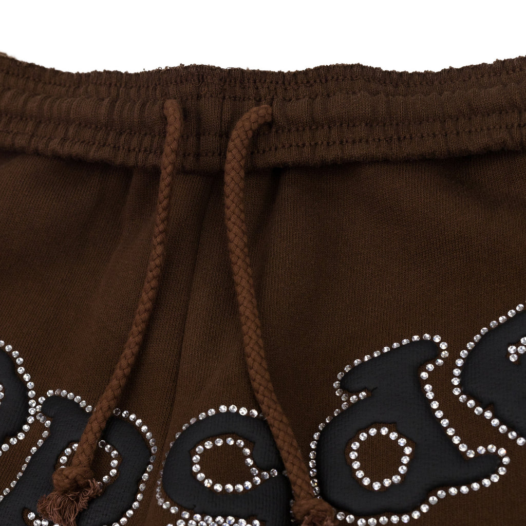 Brown Rhinestone OG Logo Sweatpants