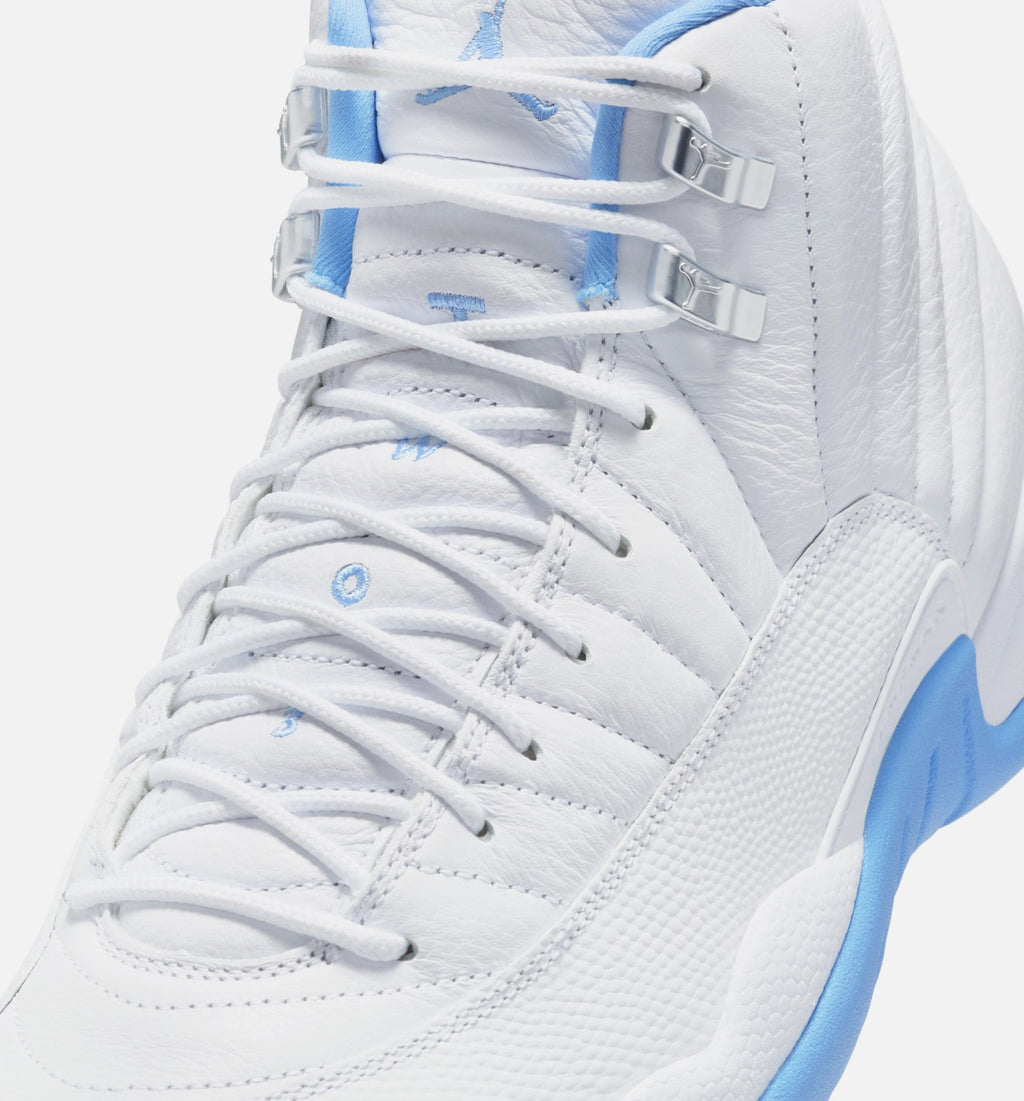 Air Jordan 12 Retro White and University Blue Men's Lifestyle Shoe – White/University Blue/Metallic Silver