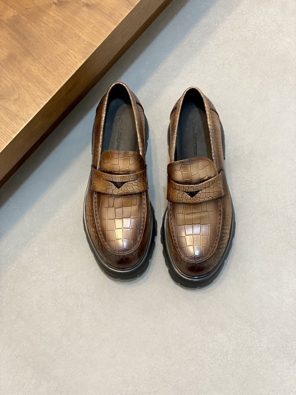Alexander McQueen Men's Croc-Embossed Lug-Sole Loafers