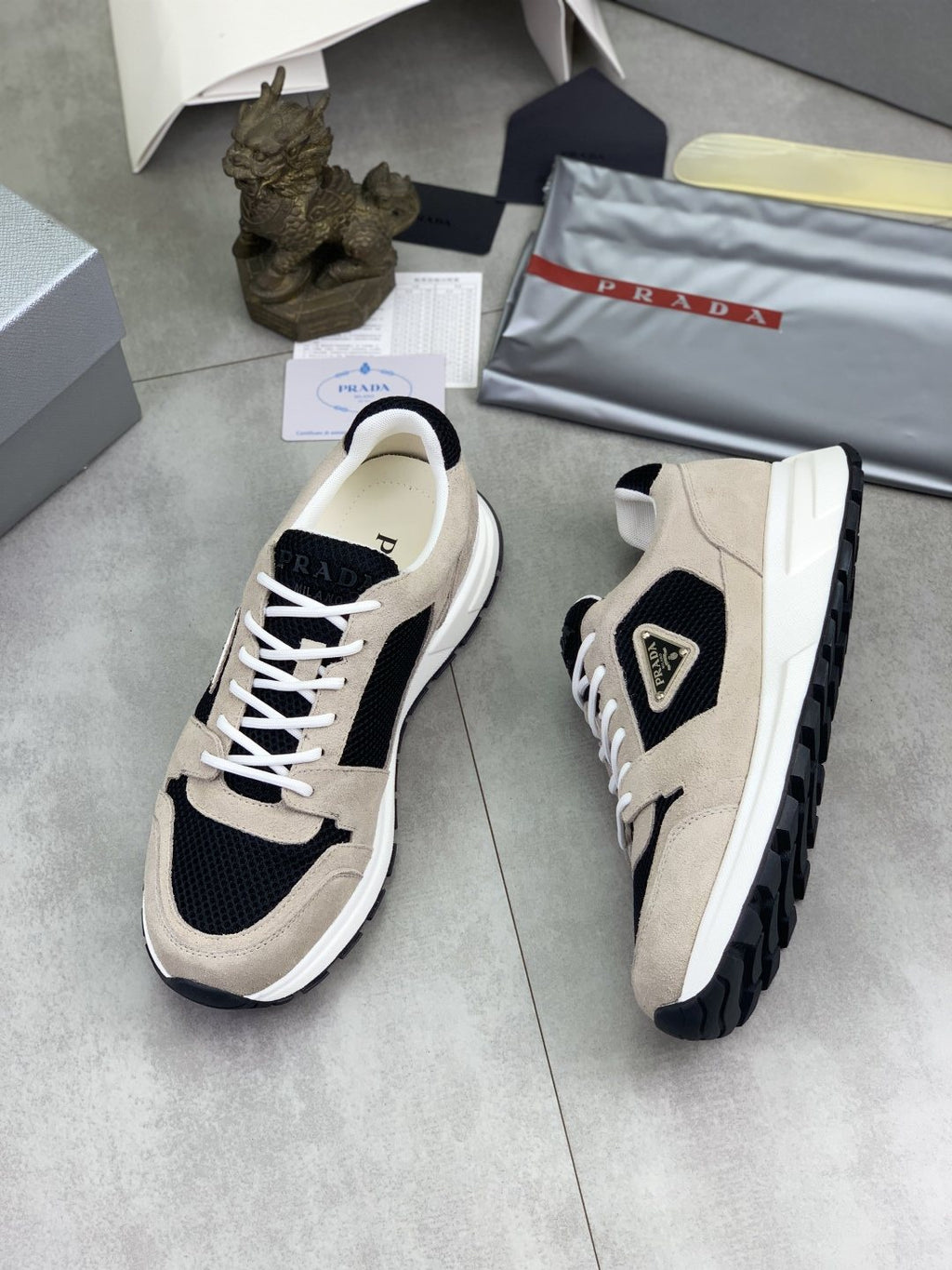 Prada Mesh Panel Low-Top Sneakers