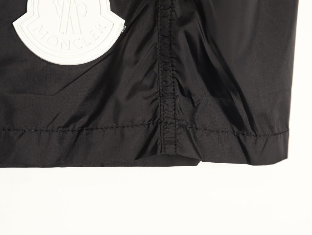 Moncler White-Emblem Drawstring Shorts - Black
